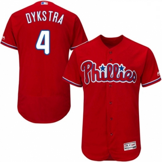 Mens Majestic Philadelphia Phillies 4 Lenny Dykstra Red Alternate Flex Base Authentic Collection MLB