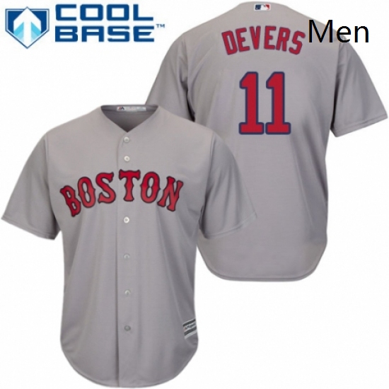 Mens Majestic Boston Red Sox 11 Rafael Devers Replica Grey Road Cool Base MLB Jersey