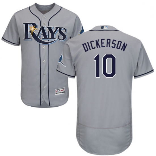 Mens Majestic Tampa Bay Rays 10 Corey Dickerson Grey Road Flex Base Authentic Collection MLB Jersey