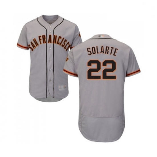 Mens San Francisco Giants 22 Yangervis Solarte Grey Road Flex Base Authentic Collection Baseball Jer