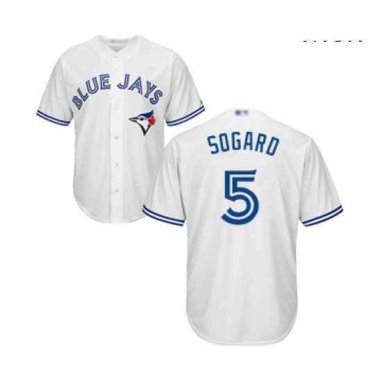 Mens Toronto Blue Jays 5 Eric Sogard Replica White Home Baseball Jersey