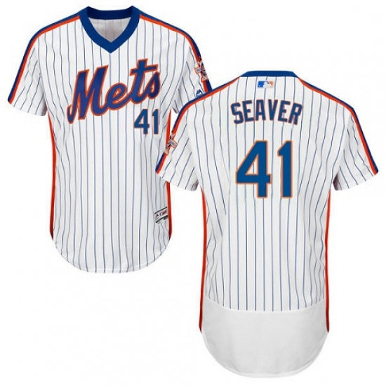 Mens Majestic New York Mets 41 Tom Seaver White Alternate Flex Base Authentic Collection MLB Jersey