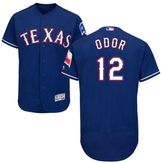 Mens Majestic Texas Rangers 12 Rougned Odor Royal Blue Alternate Flex Base Authentic Collection MLB 