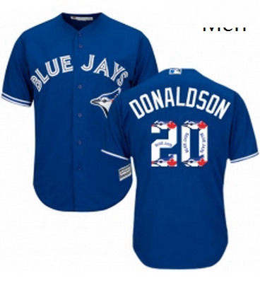 Mens Majestic Toronto Blue Jays 20 Josh Donaldson Authentic Blue Team Logo Fashion MLB Jersey