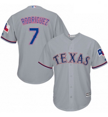 Mens Majestic Texas Rangers 7 Ivan Rodriguez Grey Flexbase Authentic Collection MLB Jersey