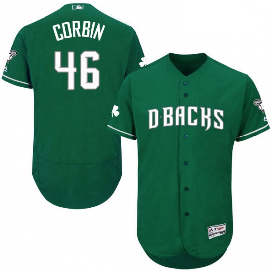 Mens Majestic Arizona Diamondbacks 46 Patrick Corbin Green Celtic Flexbase Authentic Collection MLB 