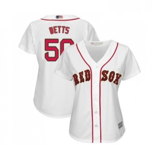 Womens Boston Red Sox 50 Mookie Betts Authentic White 2019 Gold Program Cool Base Baseball Jersey