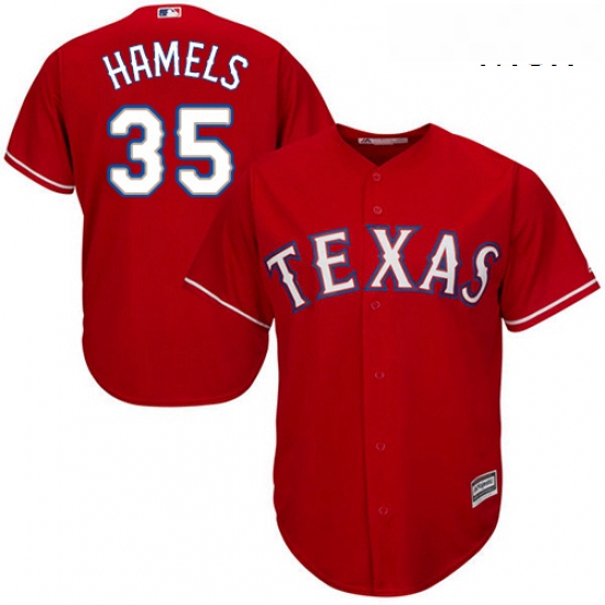 Mens Majestic Texas Rangers 35 Cole Hamels Replica Red Alternate Cool Base MLB Jersey