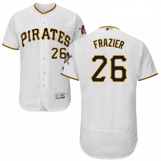 Mens Majestic Pittsburgh Pirates 26 Adam Frazier White Home Flex Base Authentic Collection MLB Jerse