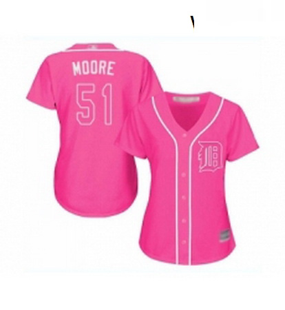 Womens Detroit Tigers 51 Matt Moore Replica Pink Fashion Cool Base Baseball Jersey