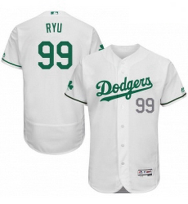 Mens Majestic Los Angeles Dodgers 99 Hyun Jin Ryu White Celtic Flexbase Authentic Collection MLB Jer