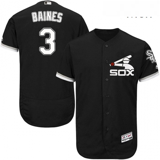 Mens Majestic Chicago White Sox 3 Harold Baines Authentic Black Alternate Home Cool Base MLB Jersey