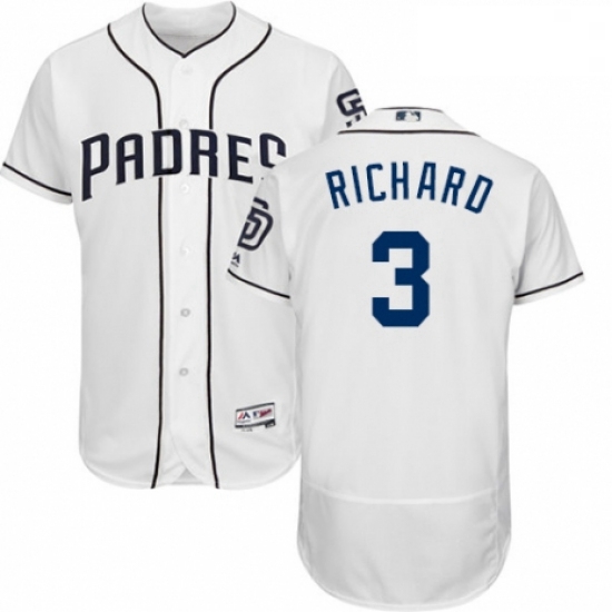 Mens Majestic San Diego Padres 3 Clayton Richard White Home Flex Base Authentic Collection MLB Jerse