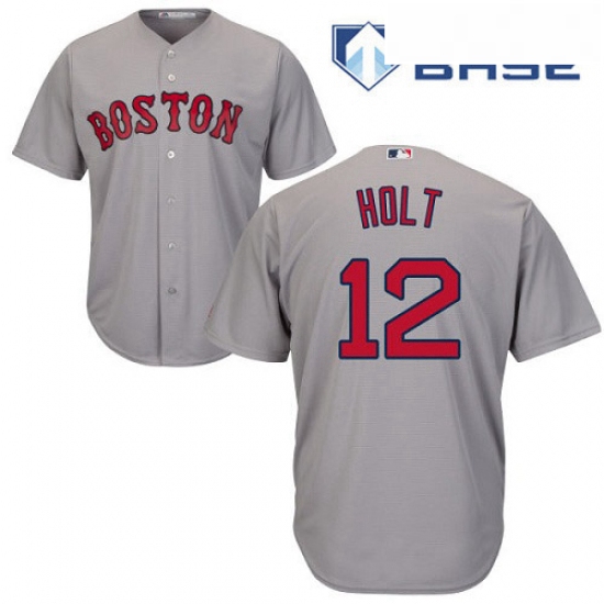 Youth Majestic Boston Red Sox 12 Brock Holt Replica Grey Road Cool Base MLB Jersey