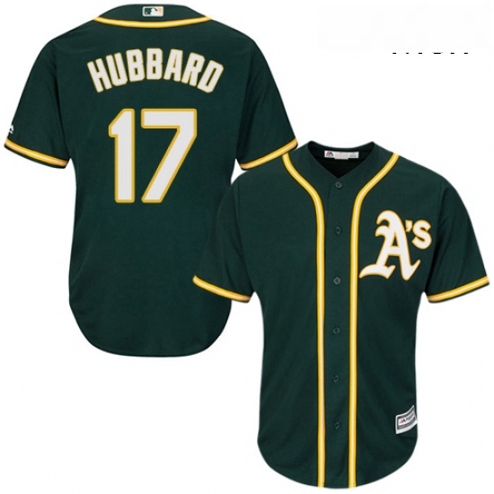 Mens Majestic Oakland Athletics 17 Glenn Hubbard Replica Green Alternate 1 Cool Base MLB Jersey