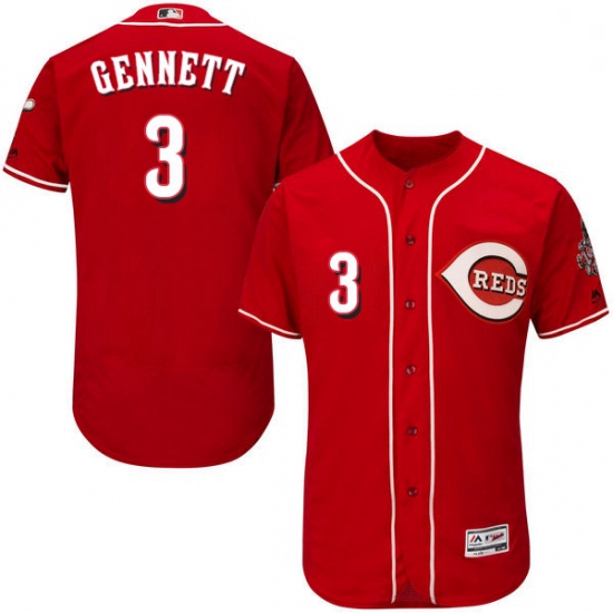 Mens Majestic Cincinnati Reds 3 Scooter Gennett Red Alternate Flex Base Authentic Collection MLB Jer