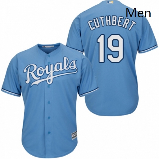 Mens Majestic Kansas City Royals 19 Cheslor Cuthbert Replica Light Blue Alternate 1 Cool Base MLB Je