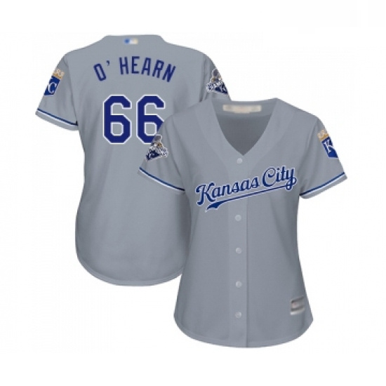 Womens Kansas City Royals 66 Ryan O Hearn Replica Grey Road Cool Base Baseball Jersey