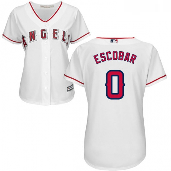 Womens Majestic Los Angeles Angels of Anaheim 0 Yunel Escobar Authentic White Home Cool Base MLB Jer