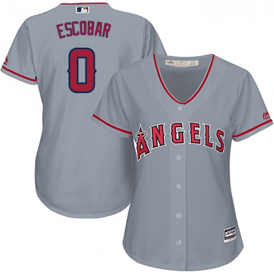 Womens Majestic Los Angeles Angels of Anaheim 0 Yunel Escobar Replica Grey Road Cool Base MLB Jersey