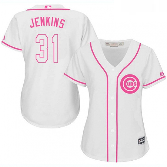 Womens Majestic Chicago Cubs 31 Fergie Jenkins Replica White Fashion MLB Jersey