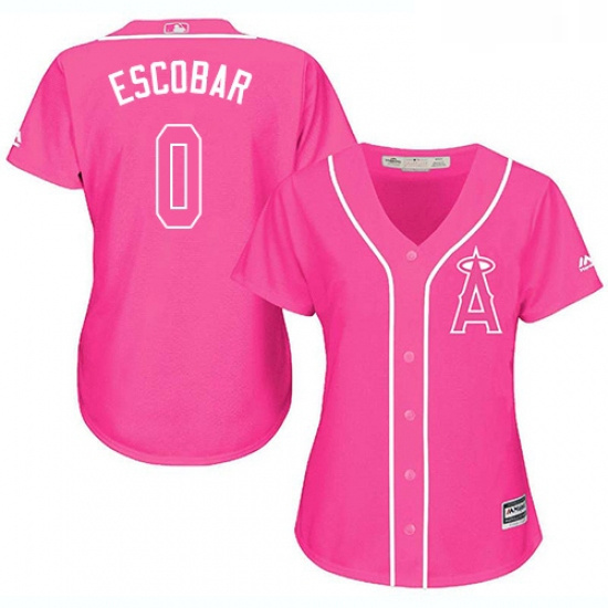 Womens Majestic Los Angeles Angels of Anaheim 0 Yunel Escobar Replica Pink Fashion MLB Jersey