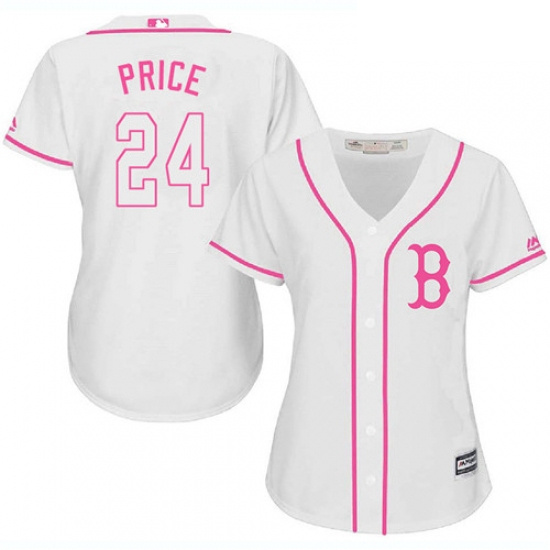 Womens Majestic Boston Red Sox 24 David Price Authentic White Fashion MLB Jersey