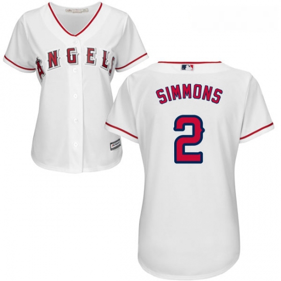 Womens Majestic Los Angeles Angels of Anaheim 2 Andrelton Simmons Authentic White Home Cool Base MLB