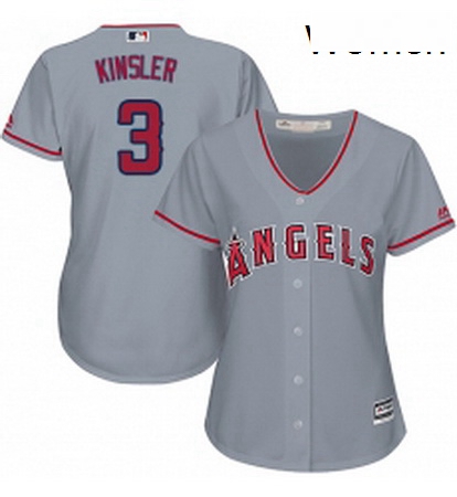 Womens Majestic Los Angeles Angels of Anaheim 3 Ian Kinsler Authentic Grey Road Cool Base MLB Jersey