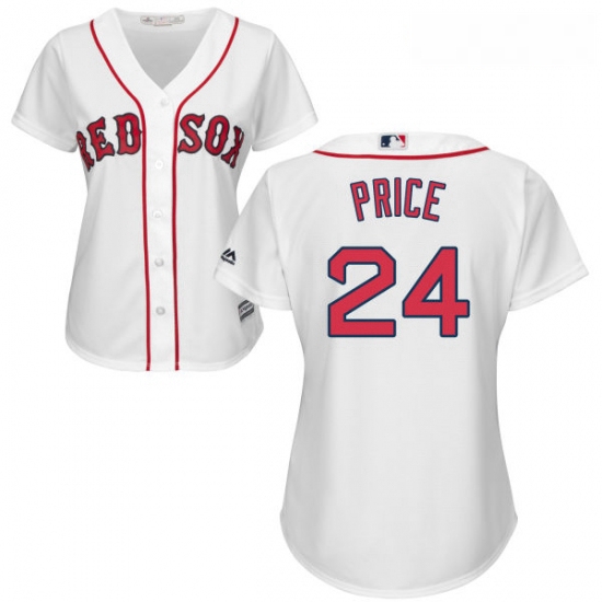 Womens Majestic Boston Red Sox 24 David Price Replica White Home MLB Jersey