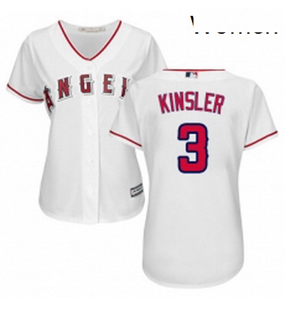 Womens Majestic Los Angeles Angels of Anaheim 3 Ian Kinsler Authentic White Home Cool Base MLB Jerse