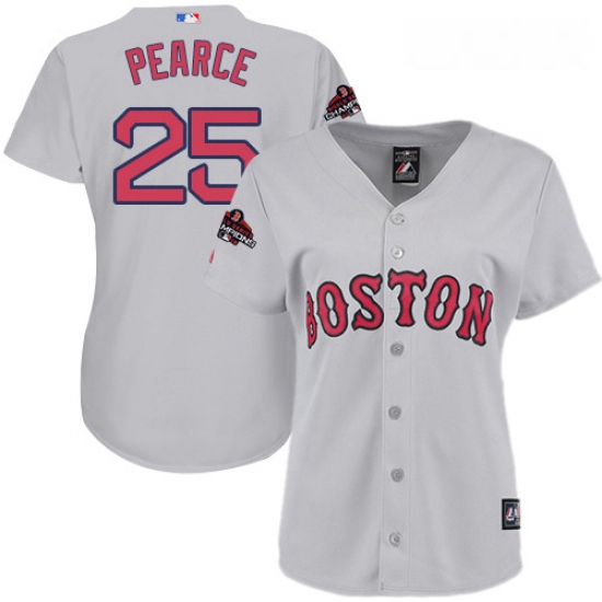 Womens Majestic Boston Red Sox 25 Steve Pearce Authentic Grey Road 2018 World Series Champions MLB J