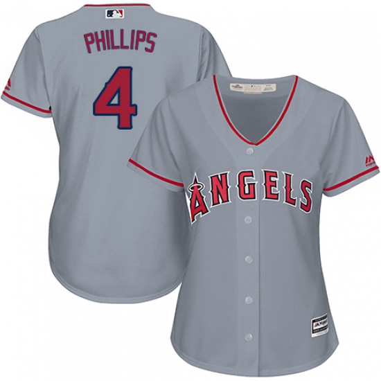 Womens Majestic Los Angeles Angels of Anaheim 4 Brandon Phillips Authentic Grey Road Cool Base MLB J