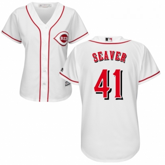 Womens Majestic Cincinnati Reds 41 Tom Seaver Authentic White Home Cool Base MLB Jersey