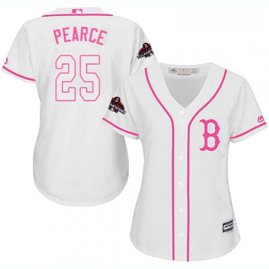 Womens Majestic Boston Red Sox 25 Steve Pearce Authentic White Fashion 2018 World Series Champions M