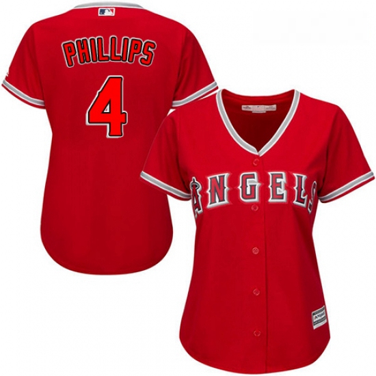 Womens Majestic Los Angeles Angels of Anaheim 4 Brandon Phillips Authentic Red Alternate MLB Jersey