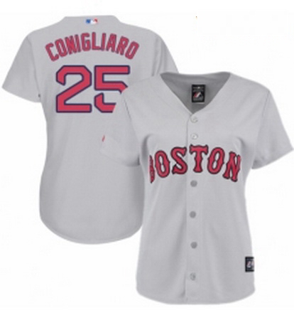 Womens Majestic Boston Red Sox 25 Tony Conigliaro Authentic Grey Road MLB Jersey