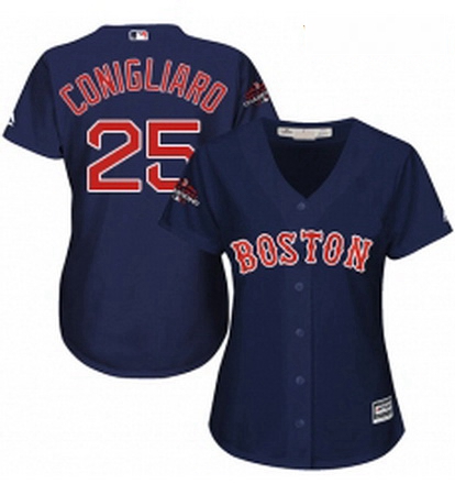 Womens Majestic Boston Red Sox 25 Tony Conigliaro Authentic Navy Blue Alternate Road 2018 World Seri