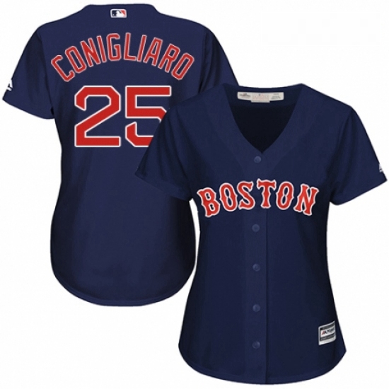 Womens Majestic Boston Red Sox 25 Tony Conigliaro Authentic Navy Blue Alternate Road MLB Jersey