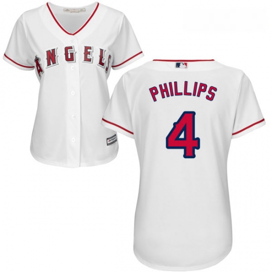 Womens Majestic Los Angeles Angels of Anaheim 4 Brandon Phillips Replica White Home Cool Base MLB Je