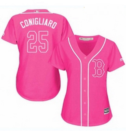 Womens Majestic Boston Red Sox 25 Tony Conigliaro Authentic Pink Fashion MLB Jersey