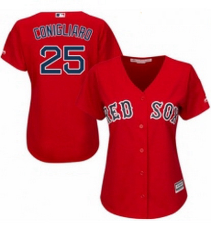 Womens Majestic Boston Red Sox 25 Tony Conigliaro Authentic Red Alternate Home MLB Jersey