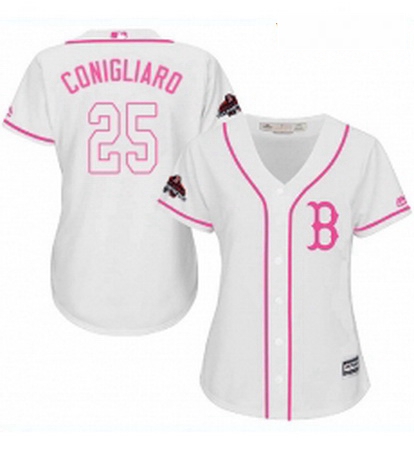 Womens Majestic Boston Red Sox 25 Tony Conigliaro Authentic White Fashion 2018 World Series Champion