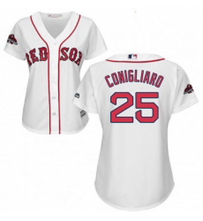 Womens Majestic Boston Red Sox 25 Tony Conigliaro Authentic White Home 2018 World Series Champions M