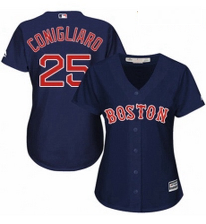 Womens Majestic Boston Red Sox 25 Tony Conigliaro Replica Navy Blue Alternate Road MLB Jersey