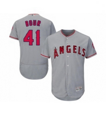 Mens Los Angeles Angels of Anaheim 41 Justin Bour Grey Road Flex Base Authentic Collection Baseball 