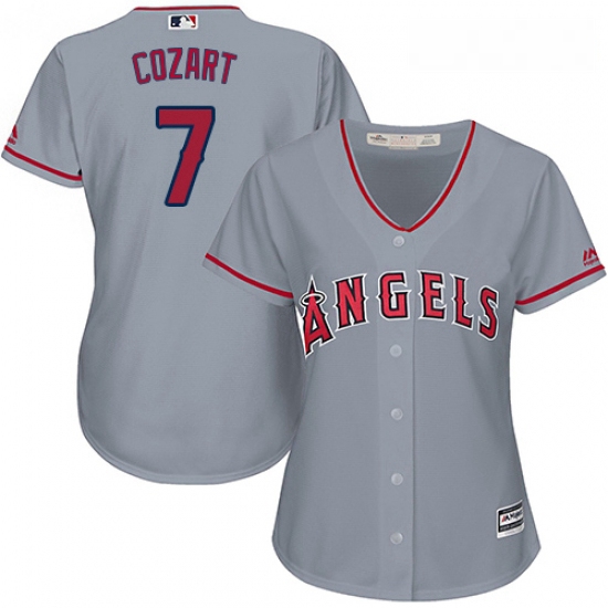 Womens Majestic Los Angeles Angels of Anaheim 7 Zack Cozart Authentic Grey Road Cool Base MLB Jersey