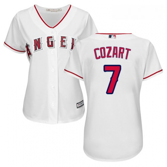 Womens Majestic Los Angeles Angels of Anaheim 7 Zack Cozart Authentic White Home Cool Base MLB Jerse