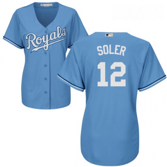 Womens Majestic Kansas City Royals 12 Jorge Soler Authentic Light Blue Alternate 1 Cool Base MLB Jer