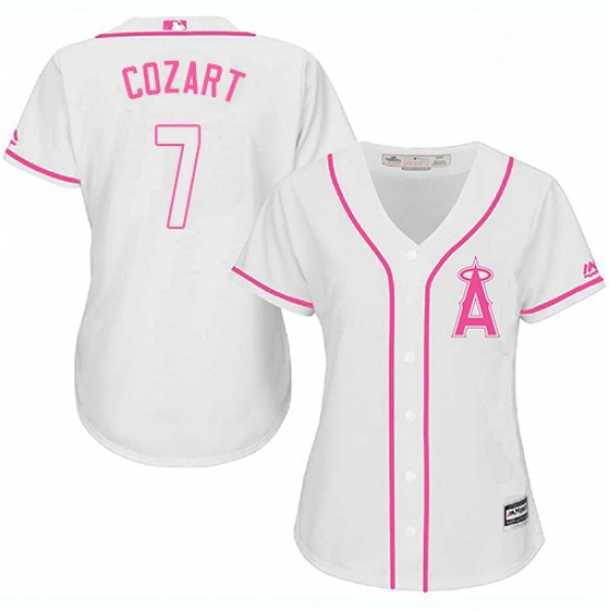 Womens Majestic Los Angeles Angels of Anaheim 7 Zack Cozart Replica White Fashion Cool Base MLB Jers